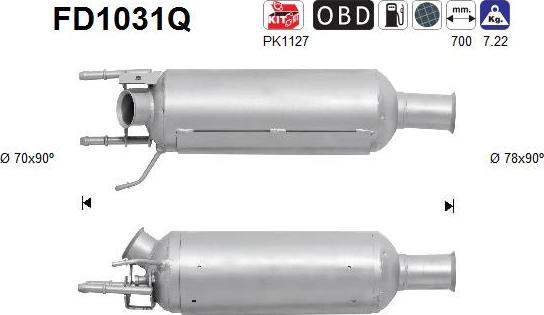 AS FD1031Q - Сажевый / частичный фильтр, система выхлопа ОГ avtokuzovplus.com.ua