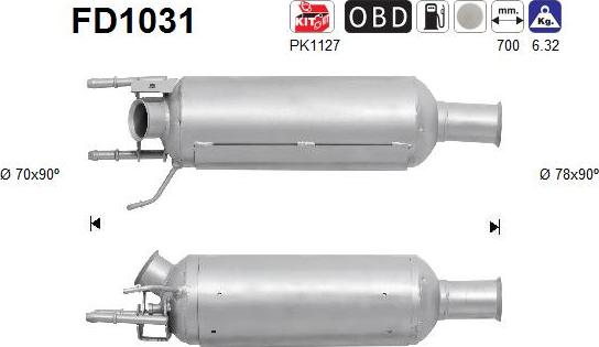 AS FD1031 - Сажевый / частичный фильтр, система выхлопа ОГ avtokuzovplus.com.ua