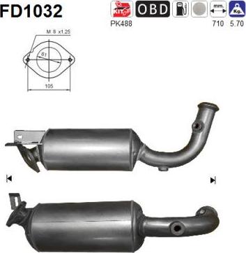 AS FD1032 - сажі / частковий фільтр, система вихлопу ОГ autocars.com.ua