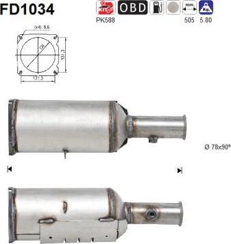 AS FD1034 - Сажевый / частичный фильтр, система выхлопа ОГ avtokuzovplus.com.ua