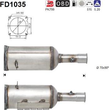 AS FD1035 - Сажевый / частичный фильтр, система выхлопа ОГ avtokuzovplus.com.ua