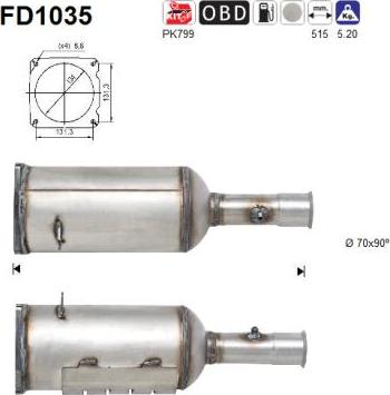 AS FD1035 - сажі / частковий фільтр, система вихлопу ОГ autocars.com.ua