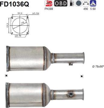 AS FD1036Q - Сажевый / частичный фильтр, система выхлопа ОГ avtokuzovplus.com.ua