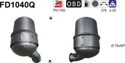 AS FD1040Q - Сажевый / частичный фильтр, система выхлопа ОГ avtokuzovplus.com.ua