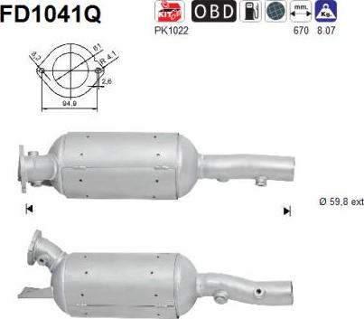 AS FD1041Q - сажі / частковий фільтр, система вихлопу ОГ autocars.com.ua