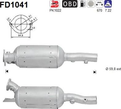 AS FD1041 - сажі / частковий фільтр, система вихлопу ОГ autocars.com.ua