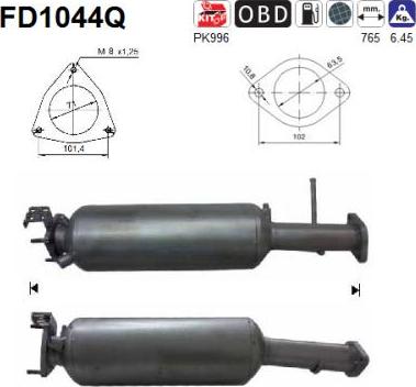 AS FD1044Q - сажі / частковий фільтр, система вихлопу ОГ autocars.com.ua