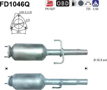 AS FD1046Q - Сажевый / частичный фильтр, система выхлопа ОГ avtokuzovplus.com.ua