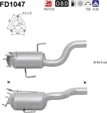 AS FD1047 - Сажевый / частичный фильтр, система выхлопа ОГ avtokuzovplus.com.ua