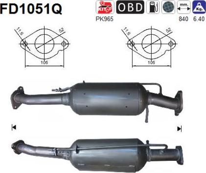 AS FD1051Q - сажі / частковий фільтр, система вихлопу ОГ autocars.com.ua