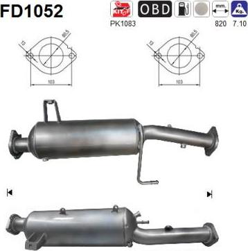 AS FD1052 - сажі / частковий фільтр, система вихлопу ОГ autocars.com.ua