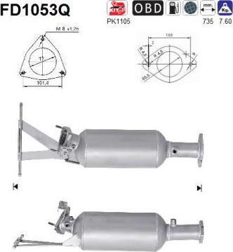 AS FD1053Q - сажі / частковий фільтр, система вихлопу ОГ autocars.com.ua