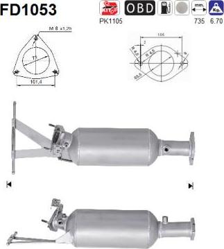 AS FD1053 - сажі / частковий фільтр, система вихлопу ОГ autocars.com.ua