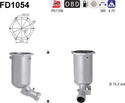 AS FD1054 - сажі / частковий фільтр, система вихлопу ОГ autocars.com.ua