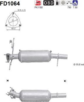 AS FD1064 - сажі / частковий фільтр, система вихлопу ОГ autocars.com.ua