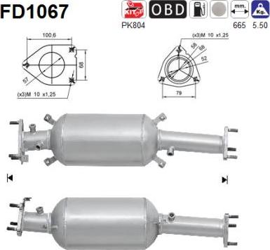 AS FD1067 - сажі / частковий фільтр, система вихлопу ОГ autocars.com.ua