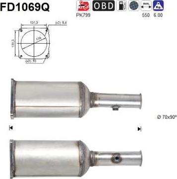 AS FD1069Q - Сажевый / частичный фильтр, система выхлопа ОГ avtokuzovplus.com.ua