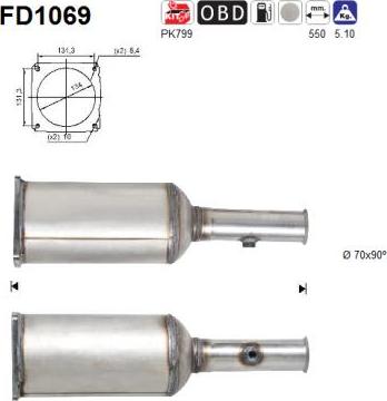 AS FD1069 - Сажевый / частичный фильтр, система выхлопа ОГ avtokuzovplus.com.ua