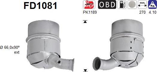 AS FD1081 - Сажевый / частичный фильтр, система выхлопа ОГ avtokuzovplus.com.ua