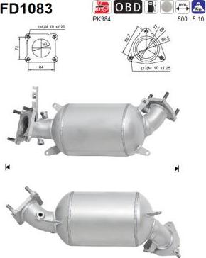 AS FD1083 - сажі / частковий фільтр, система вихлопу ОГ autocars.com.ua