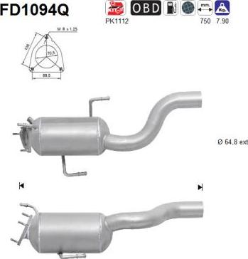 AS FD1094Q - сажі / частковий фільтр, система вихлопу ОГ autocars.com.ua