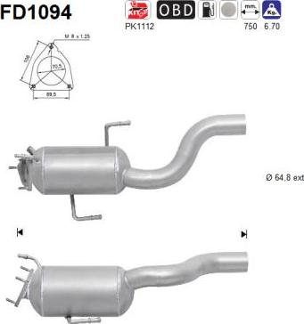 AS FD1094 - сажі / частковий фільтр, система вихлопу ОГ autocars.com.ua