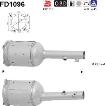 AS FD1096 - сажі / частковий фільтр, система вихлопу ОГ autocars.com.ua