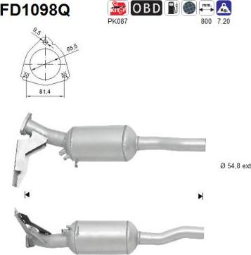 AS FD1098Q - Сажевый / частичный фильтр, система выхлопа ОГ avtokuzovplus.com.ua