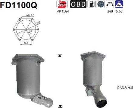 AS FD1100Q - сажі / частковий фільтр, система вихлопу ОГ autocars.com.ua