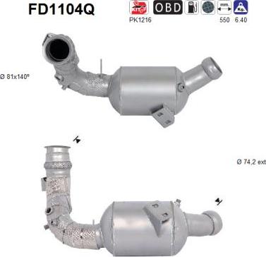 AS FD1104Q - сажі / частковий фільтр, система вихлопу ОГ autocars.com.ua