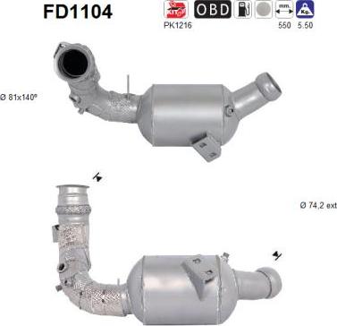 AS FD1104 - сажі / частковий фільтр, система вихлопу ОГ autocars.com.ua