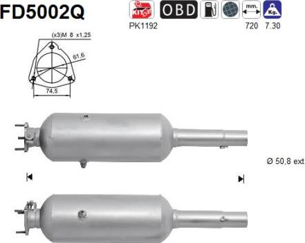 AS FD5002Q - Сажевый / частичный фильтр, система выхлопа ОГ avtokuzovplus.com.ua