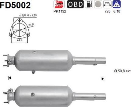 AS FD5002 - Сажевый / частичный фильтр, система выхлопа ОГ avtokuzovplus.com.ua