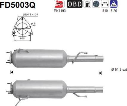 AS FD5003Q - сажі / частковий фільтр, система вихлопу ОГ autocars.com.ua