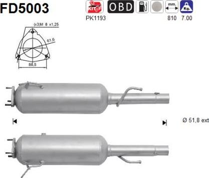AS FD5003 - сажі / частковий фільтр, система вихлопу ОГ autocars.com.ua