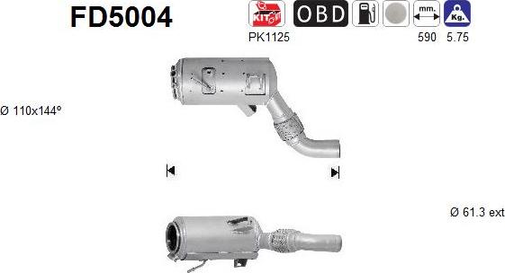AS FD5004 - сажі / частковий фільтр, система вихлопу ОГ autocars.com.ua
