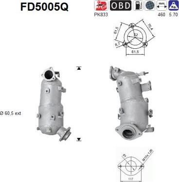 AS FD5005Q - сажі / частковий фільтр, система вихлопу ОГ autocars.com.ua