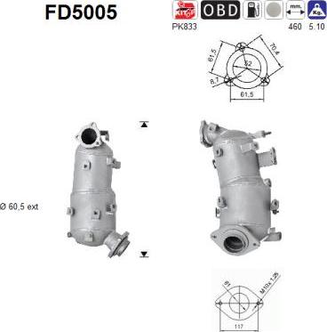 AS FD5005 - Сажевый / частичный фильтр, система выхлопа ОГ avtokuzovplus.com.ua