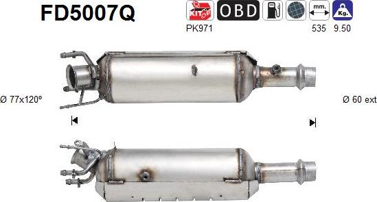 AS FD5007Q - Сажевый / частичный фильтр, система выхлопа ОГ avtokuzovplus.com.ua