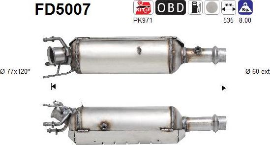 AS FD5007 - Сажевый / частичный фильтр, система выхлопа ОГ avtokuzovplus.com.ua
