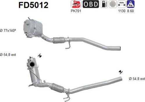 AS FD5012 - сажі / частковий фільтр, система вихлопу ОГ autocars.com.ua
