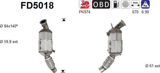 AS FD5018 - Сажевый / частичный фильтр, система выхлопа ОГ avtokuzovplus.com.ua