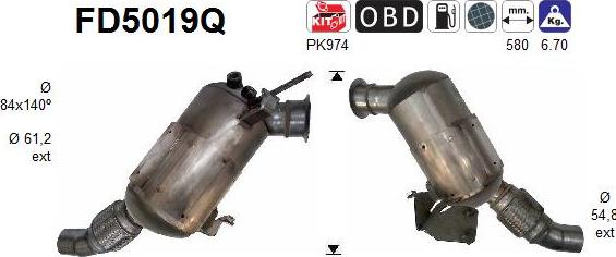 AS FD5019Q - сажі / частковий фільтр, система вихлопу ОГ autocars.com.ua