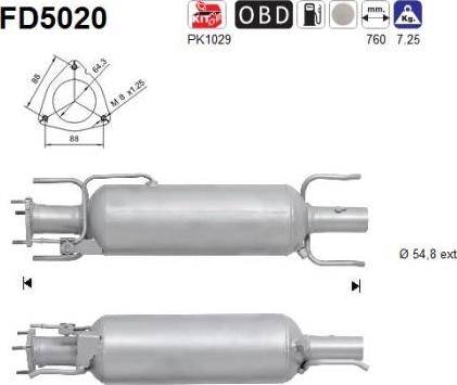 AS FD5020 - Сажевый / частичный фильтр, система выхлопа ОГ avtokuzovplus.com.ua