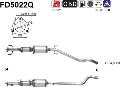 AS FD5022Q - сажі / частковий фільтр, система вихлопу ОГ autocars.com.ua