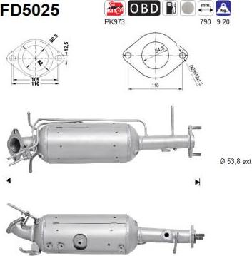 AS FD5025 - сажі / частковий фільтр, система вихлопу ОГ autocars.com.ua