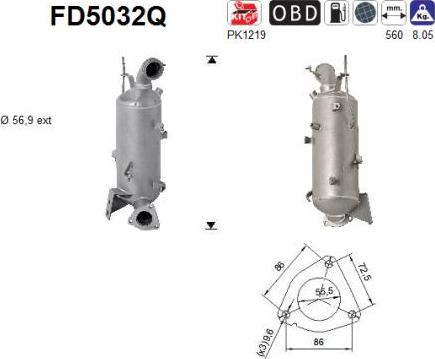 AS FD5032Q - сажі / частковий фільтр, система вихлопу ОГ autocars.com.ua