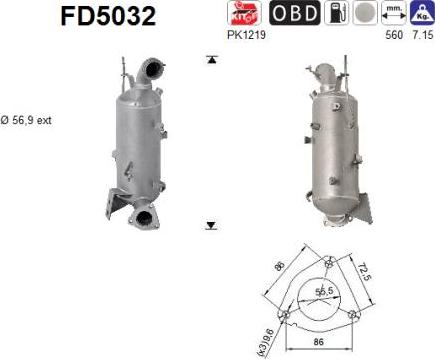 AS FD5032 - Сажевый / частичный фильтр, система выхлопа ОГ avtokuzovplus.com.ua