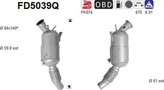 AS FD5039Q - сажі / частковий фільтр, система вихлопу ОГ autocars.com.ua
