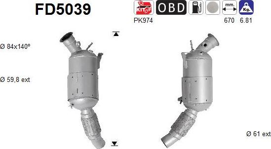 AS FD5039 - сажі / частковий фільтр, система вихлопу ОГ autocars.com.ua